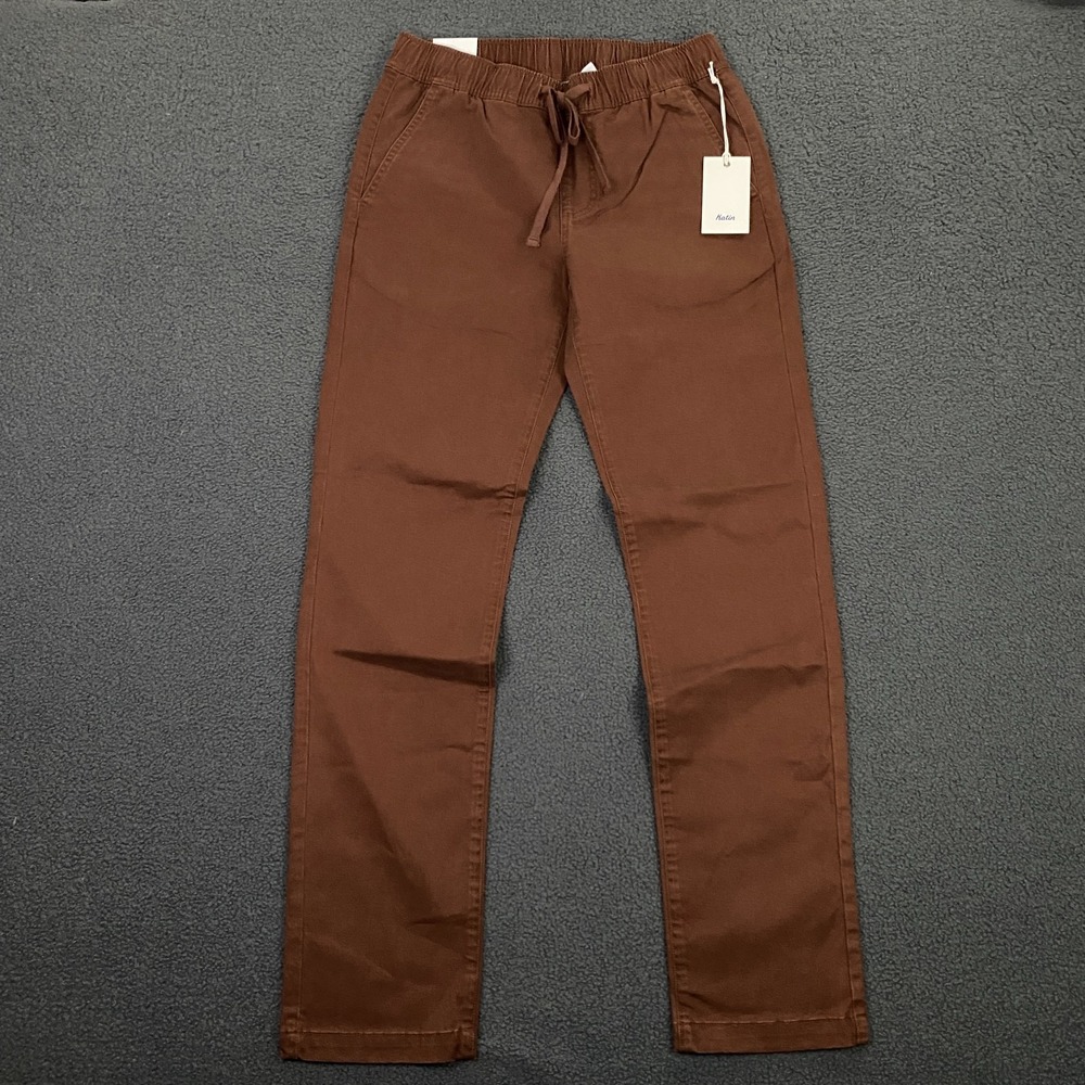 Katin Pipeline Pant size Small Mahogany Brown Elastic Waist Drawstring Chino